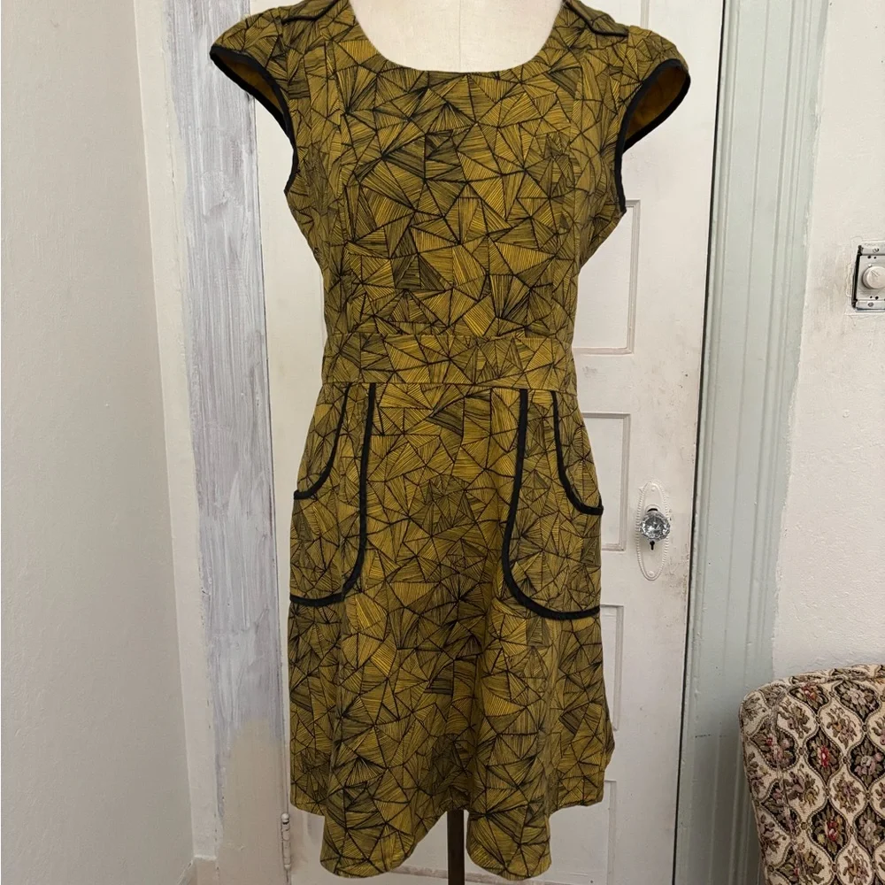Nooworks Abstract Geometric Fit Flare Pocket A Line Mini Dress Size XL - Picture 6 of 9